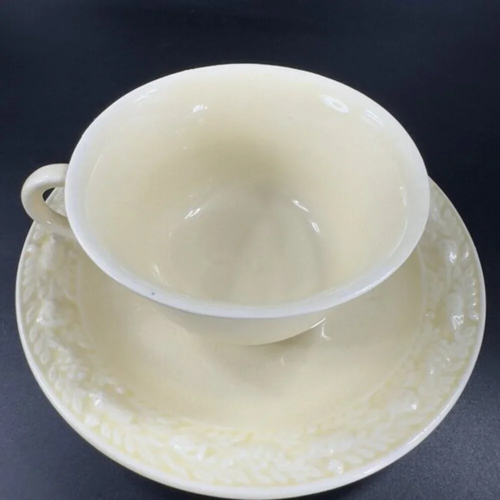 Antique Adams Titian Ware Royal Ivory Della‎ Robbia Teacup Saucer Set Porcelain